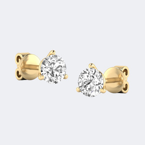 Boucles d'oreilles clous en diamant rond taille brillant 3.00CTW, style classique à 3 griffes, diamant de laboratoire VVS2, bijoux en or blanc et or rose - Product Image 4