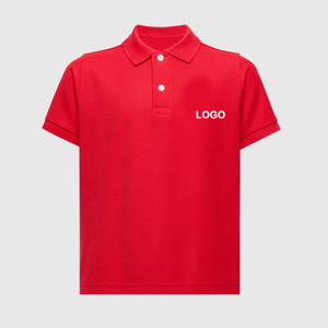 Polo en coton rouge uni avec logo pour uniforme scolaire enfant, personnalisable - Product Image 2