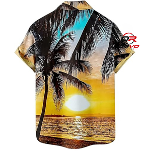 <b>Men</b> Hawaiian <b>Shirt</b> Knitted 100% Polyester Short Sleeve Turn Down Collar Parrot Print Casual Summer <b>Beach</b> Wear - Product Image 4