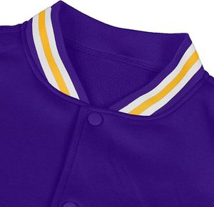 Men's <b>varsity</b> bomber <b>jacket</b> Breathable Cotton <b>Varsity</b> <b>Jacket</b> Embroidered Baseball Bomber Coat Color <b>Purple</b>-yellow - Product Image 4
