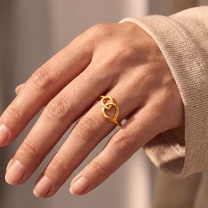Nexus Intertwined Gold <b>Ring</b> Classic Open <b>Circle</b> Gold <b>Ring</b> for Women Modern Minimalist Statement <b>Ring</b> 18K Gold Plated Fine <b>Ring</b> - Product Image 2