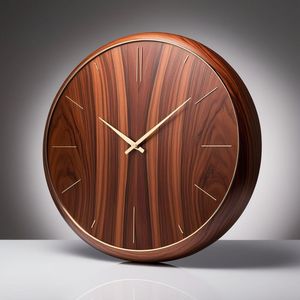 Modern Round Wooden Analog Wall <b>Clock</b> 16 Inches Quartz <b>Battery</b> Powered Silent Hanging Decorative Timepiece for Living Room - Product Image 1