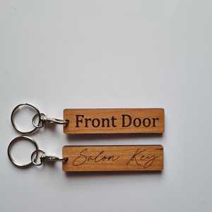 Personalised Wooden Keyring – Custom Oak, Walnut or Cherry – Choice of Fonts – Airbnb <b>Key</b> Tag, Rustic <b>Label</b>, Gift for Him or Her - Product Image 6