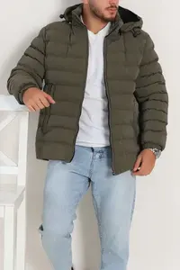 เสื้อแจ็คเก็ตผู้ชายคุณภาพสูงสำหรับฤดูหนาว แบบหรูหรา คอตั้ง ปักโลโก้ได้ สีดำล้วน ทรงบ็อกซี่ ซิปหนา สไตล์สตรีทแวร์ เงาแบบบับเบิ้ล - Product Image 6