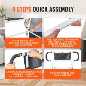 Barres d'assistance pliables à 180 degrés pour lit, pour personnes âgées, capacité de charge de 450 lb, barres latérales de lit, 4 cannes de lit - Product Image 5