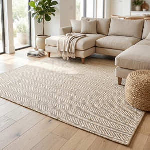 Tapis en coton naturel tissé à la main pour salon, chambre et décoration intérieure scandinave - Product Image 5