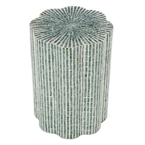 Contemporary Bone Inlay Mosaic Side Table and Wardrobe With Polygon Shape And Glossy Finish For Living Room Decor - Product Image 4