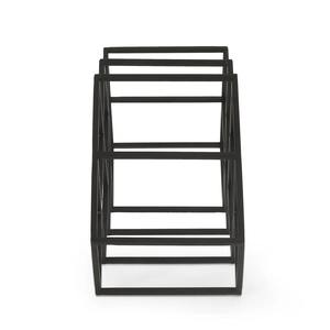 Porte-vin en métal noir géométrique, support de rangement pour 7 bouteilles, support de présentation de vin moderne en fer sur pied - Product Image 6