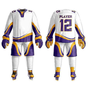 Ensemble d'uniformes de hockey sur glace personnalisés 2026 avec numéro d'équipe, votre logo, conception OEM, unisexe, écologique, respirant, 100 % polyester, orné - Product Image 6