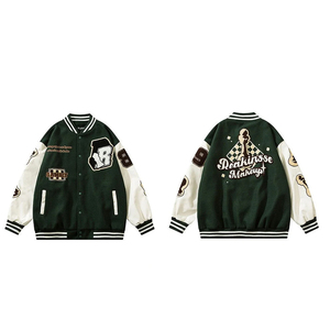 Clothing Manufacturers Custom PU Leather Sleeve Streetwear Letterman Varsity <b>Jacket</b> for <b>Men</b> Custom Logo Unisex Varsity <b>Jackets</b> - Product Image 5