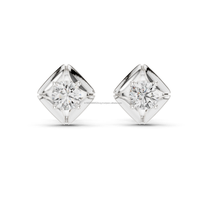 925 <b>Sterling</b> <b>Silver</b> <b>Stud</b> <b>Earrings</b> Classic Diamond Jewelry for Daily Wear - Product Image 2