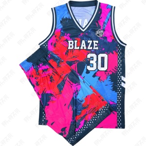 Blaze Fight Wear Customisable Unisex Adult Basketball Uniform High Quality Summer Shorts Jersey <b>Set</b> Breathable Plus Size Options - Product Image 2