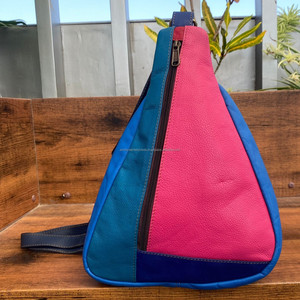 Bolso bandolera grande de cuero reciclado al por mayor para mujer, bolso de pecho antirrobo de cuero colorido a la moda para mujer - Product Image 4