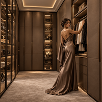 Système de dressing en cuir sur mesure, armoire intégrée, meubles sur mesure avec support de fabrication pour projets de villas de luxe