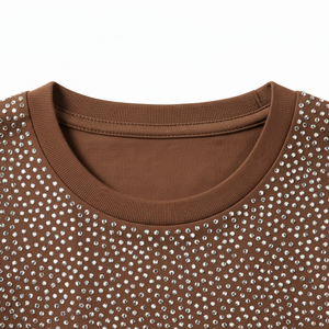 Camiseta Personalizada para Hombre, 100% Algodón, Estampada, Corte Holgado, Manga Corta, Precio Bajo, Transpirable, Ligera, con Pedrería - Product Image 3