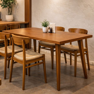 Table à manger rectangulaire 4 places en teck massif, style scandinave, gain de place, durable, best-seller, pour appartement, meubles de cuisine et de maison - Product Image 5