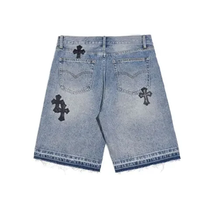 Shorts de Mezclilla Desgastados para Mujer con Apliques Cruzados, Cintura Media, Corte Regular, Estilo Casual Vintage de Verano - Product Image 2