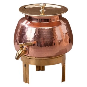 Distributeur d'eau en cuivre pur, design martelé, Matka artisanal avec robinet en laiton anti-fuite et support, pour hôtels et restaurants de luxe - Product Image 6