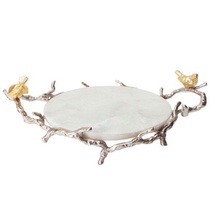 Plateau de service tendance en marbre avec poignée en laiton doré, accessoire décoratif pour la maison, les mariages et les hôtels, plateaux en laiton et en marbre - Product Image 6