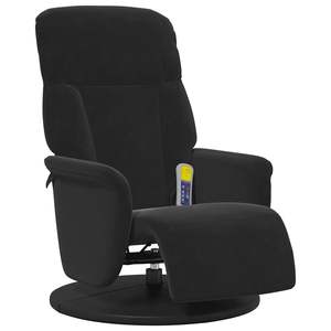 Fauteuil inclinable de massage en velours noir avec repose-pieds, matériau en velours confortable pour la relaxation - Product Image 2