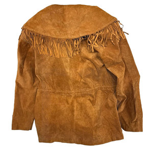 Veste en cuir suédé marron avec franges et ceinture, taille L pour femme, best-seller 2026 - Product Image 2