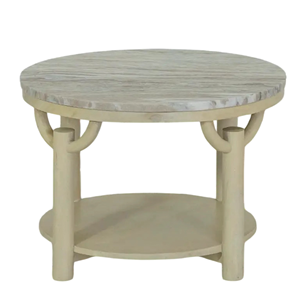 Mesa de Centro de Lujo para Sala de Estar, Base Redonda de Madera Sólida con Tapa de Mármol Natural Multicolor Sawar - Product Image 4