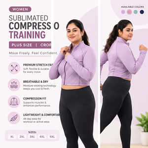 Women Plus Size <b>Compression</b> Training Jacket Cropped Full Zipper Sportswear Top Ladies Stand Collar Crop Yoga Jacket - Product Image 4