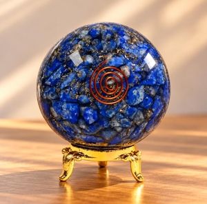 Boule d'Orgone en Lapis Lazuli Poli Bleu, Énergie Positive, Guérison Amoureuse, Équilibrage des Chakras, Pierre Écologique – Vente en Gros - Product Image 4