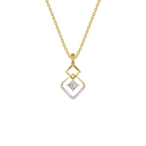 จี้เพชรเพาะเลี้ยงพร้อมสร้อยคอไข่มุกน้ำจืด บรรจุในกล่องทองคำชุบ 18K รับรองโดย IGI ดีไซน์เรขาคณิต เครื่องประดับสำหรับผู้หญิง ของขวัญ - Product Image 2