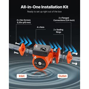 Pompa di Ricircolo in Ghisa 17 GPM 120V AC 35 ft per Acqua Calda con Connessione a Flangia da 3/4 Pollici - Product Image 3
