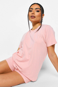 Ensemble deux pièces pour femme en coton 100% : T-shirt à col rond uni et short, manches courtes, coupe ajustée, respirant, grandes tailles, vente en gros - Product Image 6