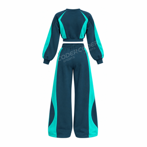 Ensemble deux pièces pour femme : Haut court uni 100 % coton, sweat-shirt streetwear, molleton épais, vêtements de sport, tailles régulières et grandes tailles, hiver - Product Image 6