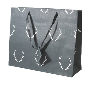 Sac cadeau en papier de coton recyclé fait main avec impression dorée, poignées en ruban de satin assorties et étiquette cadeau assortie - Product Image 3