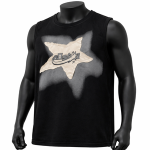 Camiseta sin mangas para hombre con estampado de estrellas y efecto spray, estilo streetwear Y2K, camiseta oversize tipo muscle, chaleco de algodón personalizado para verano. - Product Image 3