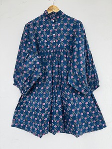 Women's Pink Blue Floral Mini <b>Dress</b> Button Front Pure Cotton Summer Wear Beach Holiday Ladies Outfit Women <b>Dress</b> Manufacturer - Product Image 1