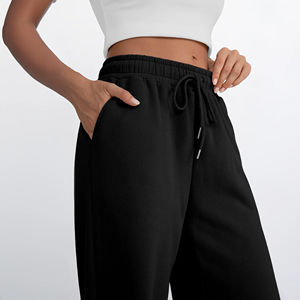 Pantalon décontracté pour femme avec logo personnalisé, coupe large, taille haute, cordon élastique, style jogging - Product Image 2