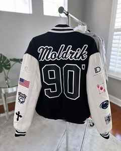 Personalized Embroidered Vintage <b>Patchwork</b> Winter Waterproof Wool Body Leather Sleeves Letterman Varsity <b>Jacket</b> - Product Image 2