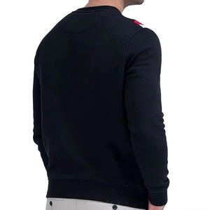 Sweat-shirts en molleton décontractés pour hommes, sweat à capuche en coton doux, logo personnalisé, fabricant OEM, vente en gros, pull à col rond noir pour hommes - Product Image 2