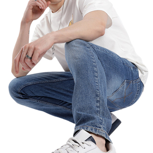 Custom High Quality High Street Men's Straight Fit Winter Denim <b>Jeans</b> Breathable Design Solid Colors <b>Embroidered</b> Sweet Logo - Product Image 3