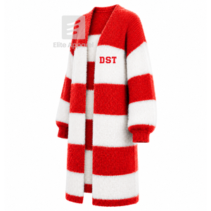 Cardigan long respirant personnalisé Delta Sigma Theta Sorority avec logo brodé sur le devant, rouge et blanc, décontracté, manches longues pour femme - Product Image 2