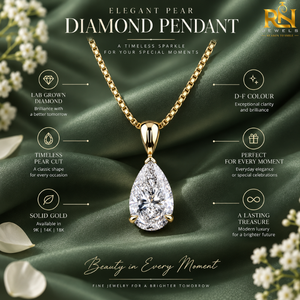 Collier élégant en or massif 9K 14K 18K avec pendentif en forme de poire et diamant de laboratoire, bijoux fins pour femmes |   Designs de chaînes célestes - Product Image 5