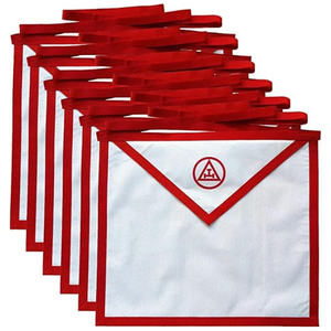 Tablier maçonnique Royal Arch blanc et rouge brodé, insignes de membre personnalisés, fournisseur de badges vestimentaires Uniquen Enterprises MA18 OEM - Product Image 1