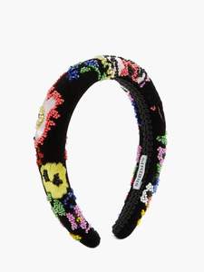 Serre-tête brodé à la main avec perles géométriques et motif œil porte-bonheur, en tissu pêche noué, pour femme, style turban, accessoire de mode pour la tête - Product Image 6