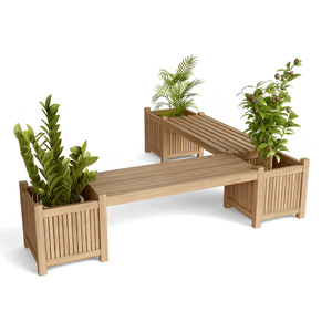 ม้านั่งไม้สักแบบโมดูลาร์สำหรับสวน พร้อมกล่องปลูกต้นไม้ในตัว - Product Image 1