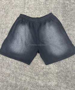 Vintage Sun Faded Acid Wash Shorts pour hommes lourd 100% coton multicolore Sweat Shorts avec motif solide Style Streetwear - Product Image 1