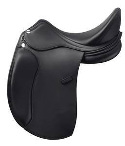 Sillín de doma inglesa de primera calidad Asiento profundo de cuero con Árbol de madera de bloque alto y base de plástico con solapa recta - Product Image 3