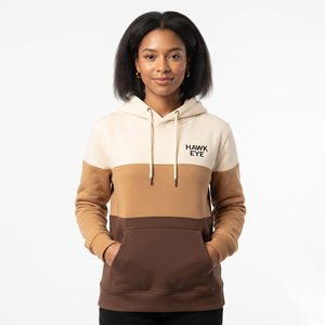 Sweat-shirt à capuche décontracté pour femme, trois tons, manches longues, coupe classique avec poche - Product Image 1