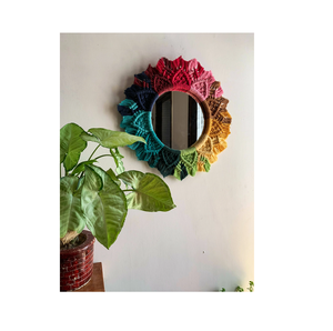 MKI Classic Art Ornaments Handcrafted India Wholesale Exporter Designer Macrame Handmade Wedding <b>Wall</b> Decorative Mirror for Home - Product Image 4