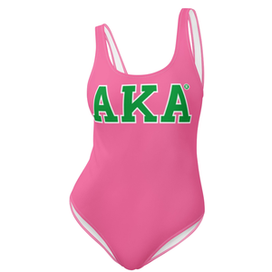 Traje de baño de una pieza AKA con estampado de letras en rosa y verde, traje de baño elegante para mujer, ropa de playa a la moda, traje de baño para verano - Product Image 1