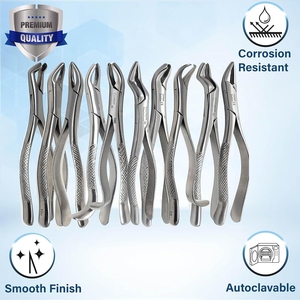 Juego de Fórceps para Extracción Dental, 10 Piezas, Mandíbulas Ergonómicas Dentadas, para Extracción de Fragmentos Radiculares, Kit de Instrumentos Quirúrgicos Orales de Acero Inoxidable - Product Image 1